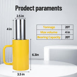 Garvee Cilindro Idraulico 20t 10 cm Singolo Attivo Ritiro Automatico Acciaio Protezione Antiscivolo Per Macchinari e Costruzioni - yellow