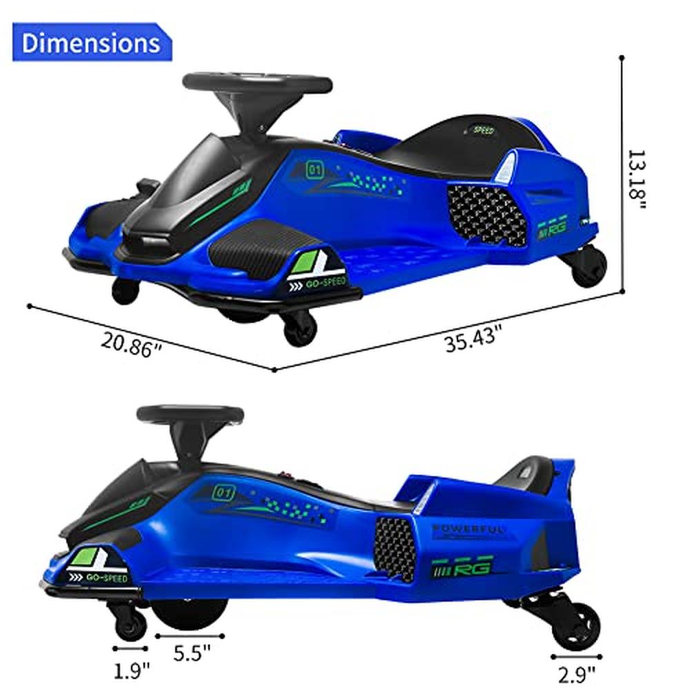 Garvee Kids Drift Go-Kart electric 24V - Telaio in metal, per star, blu - Perfect experience of drifting all'aperto for children.