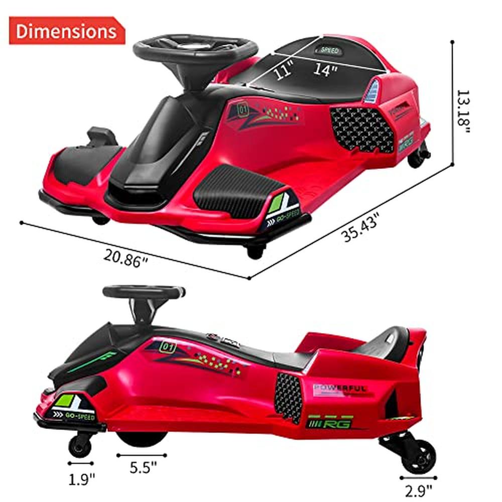 Garvee Kids Drift Go-Kart elettrico 24V - Telaio in metallo, per esterni, rosso - Divertimento e avventura per giovani conducenti