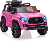 Garvee auto elettrica per bambini Toyota Tacoma 12 V, telecomando, fari LED, sospensioni a molla e cintura di sicurezza, rosa, 3–8 anni