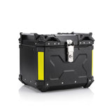 GARVEE Bauletto Moto 55 L in Lega di Alluminio Nero con Rivestimento Interno, Schienale a X, Serratura, Impermeabile e Antipolvere, Universale