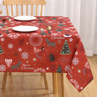 Tovaglia natalizia Garvee in poliestere 52x79 cm, lavabile e anti-goccia, con albero di Natale, fiocchi di neve, renne, tovaglia rettangolare per feste, per interni ed esterni