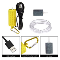 Garvee Pompa Aria Acquario USB Silenziosa Mini Areatore Economico in Plastica Giallo per Acquari Piccoli e Medi Casa e Ufficio