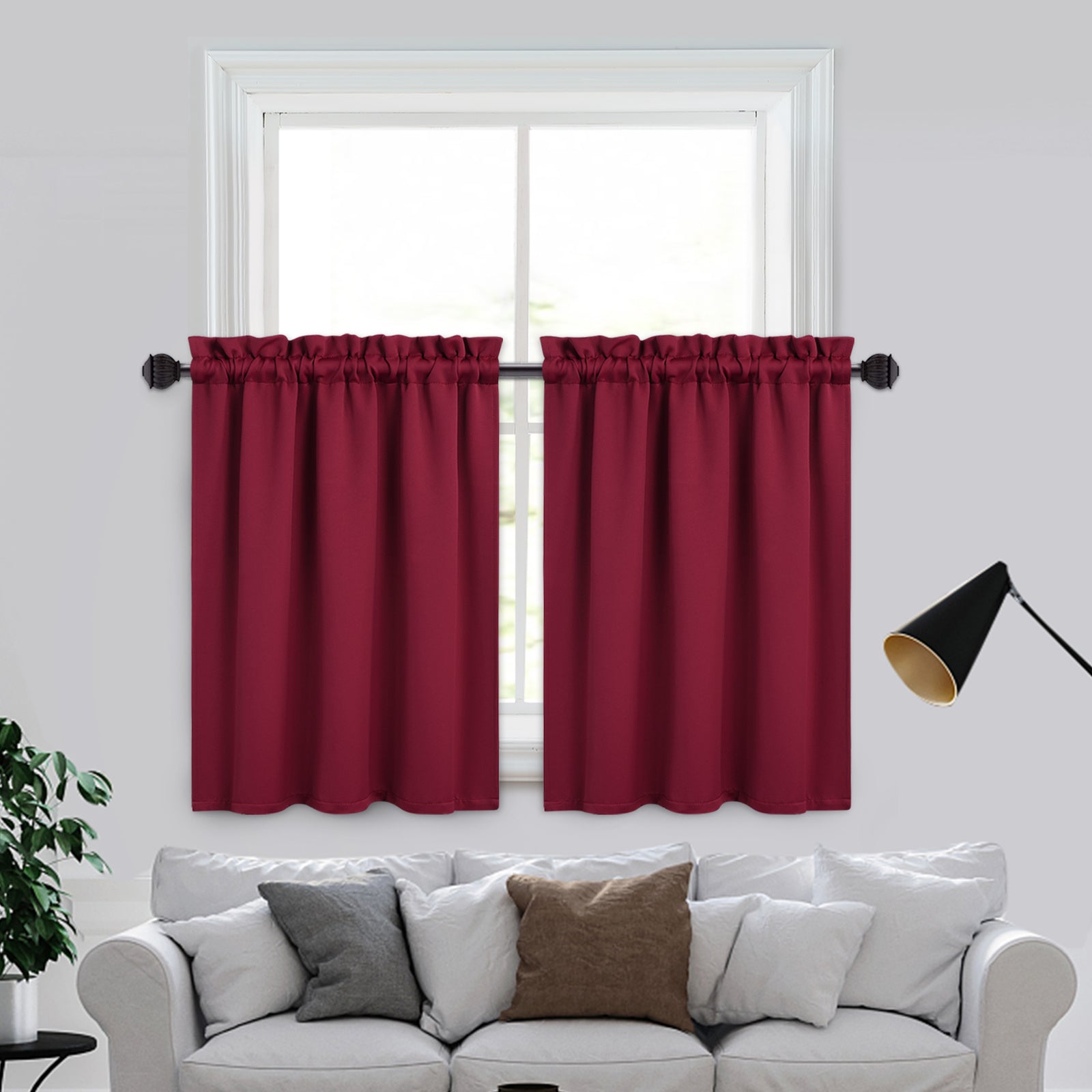 Tende natalizie corte Garvee per bagno, 2 pannelli, oscuranti, tasca per asta, vino rosso, 26x36 pollici, per cucina e finestre piccole