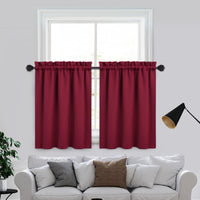 Tende natalizie corte Garvee per bagno, 2 pannelli, oscuranti, tasca per asta, vino rosso, 26x36 pollici, per cucina e finestre piccole
