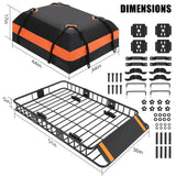 Portapacchi Garvee 51x36x5 pollici con borsa impermeabile da 15 piedi cubi per SUV e camion da esterno, acciaio, nero, aerodinamico - nero