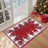 GARVEE Zerbino Natalizio con Pupazzo di Neve 60 × 100 cm Rosso, Lavabile in Lavatrice e Antiscivolo, per Ingresso, Soggiorno e Camera da Letto - Rosso