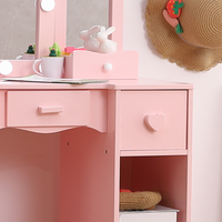 Tavolo da toeletta per bambini GARVEE con specchio e luce - Design 2 in 1, in legno, con sgabello e cassetto, sicuro e durevole, ideale per le camerette delle bambine