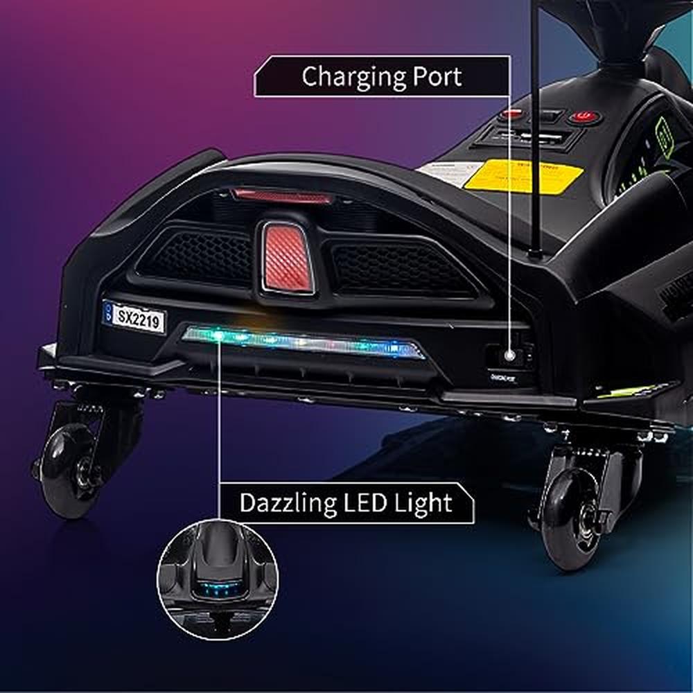 Garvee Kids Drift Go-Kart elettrico 24V - Telaio in metallo, per esterni, nero - Elegante go-kart elettrico per nuovi avventurieri.