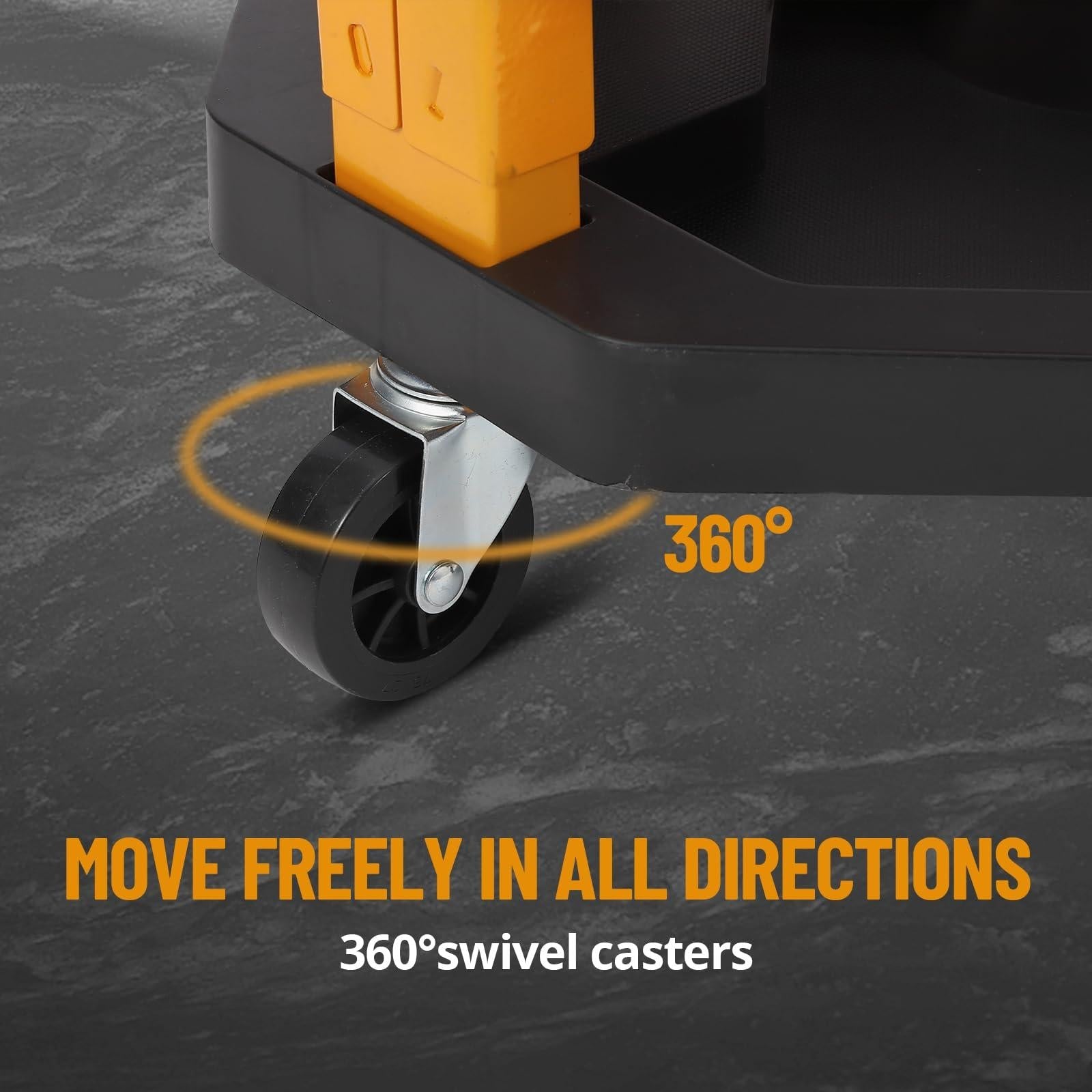 Sgabello girevole Garvee Workshop con capacità di 330 libbre, struttura in acciaio, ruote, portabicchieri per garage e officina, comodo, resistente