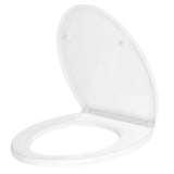 GARVEE Sedile WC Universale Ovale Bianco in Polipropilene a Doppio Strato, Portata 150 kg, Antibatterico, Chiusura Rallentata e Cerniere Rinforzate