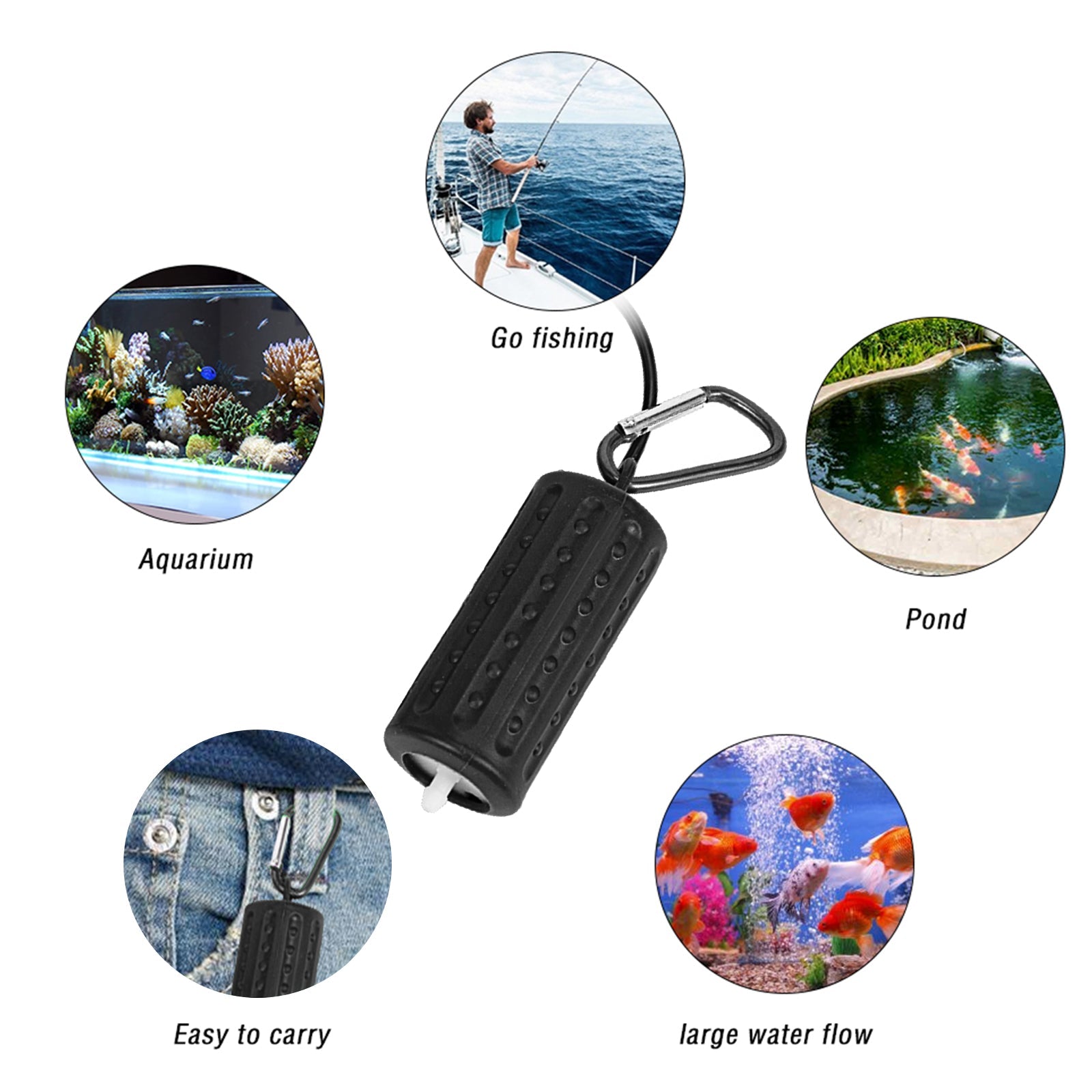 Pompa ad aria USB per acquario Garvee Mini, silenziosa, a risparmio energetico, durevole, in silicone, portatile, per acquari di piccole e medie dimensioni, per esterni, 7x3 cm