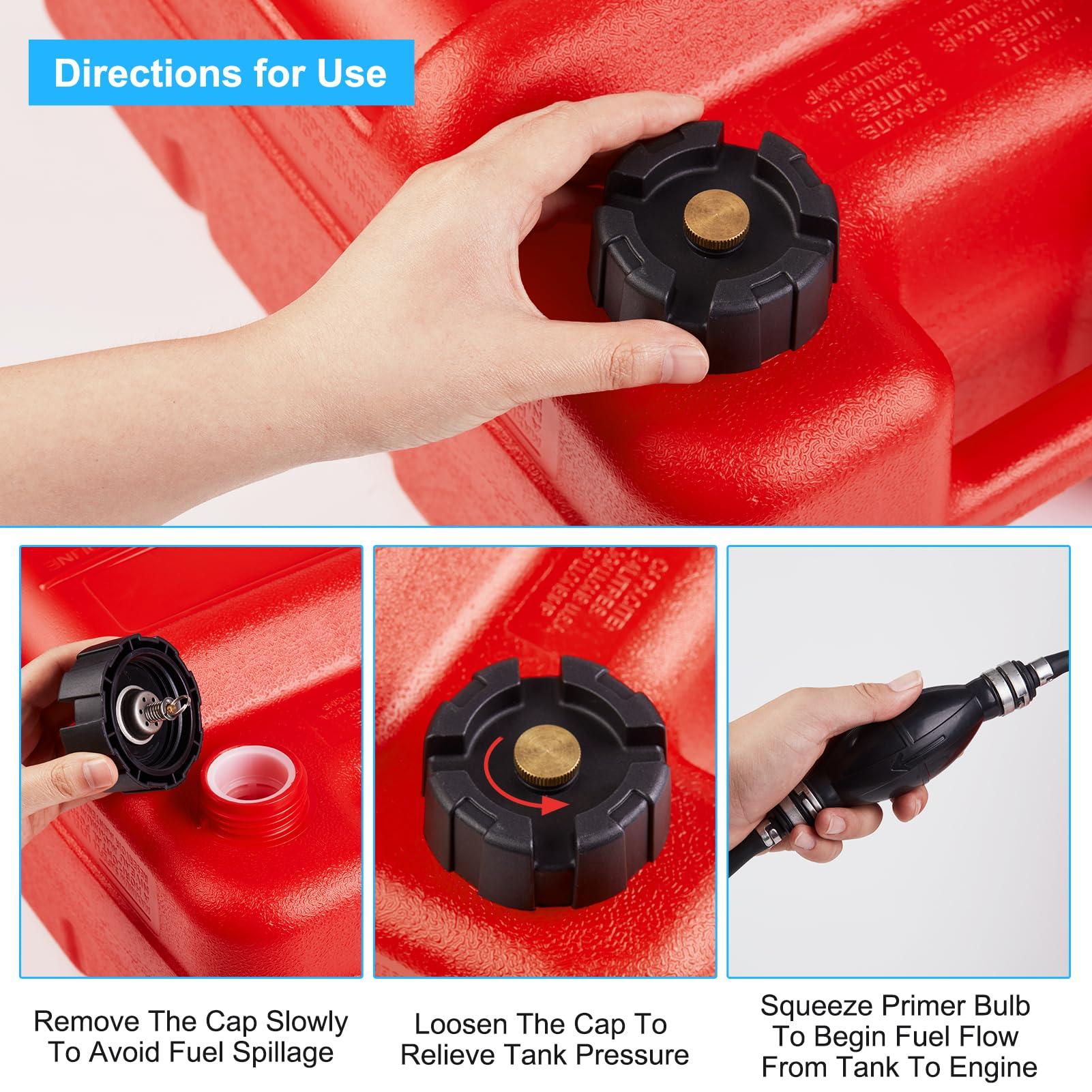 Contenitore portatile per liquidi Garvee Marine da 24 litri in HDPE con tubo da 9,8 piedi e coperchio di sicurezza per uso in barca e all'aperto, a prova di perdite, robusto, trasparente