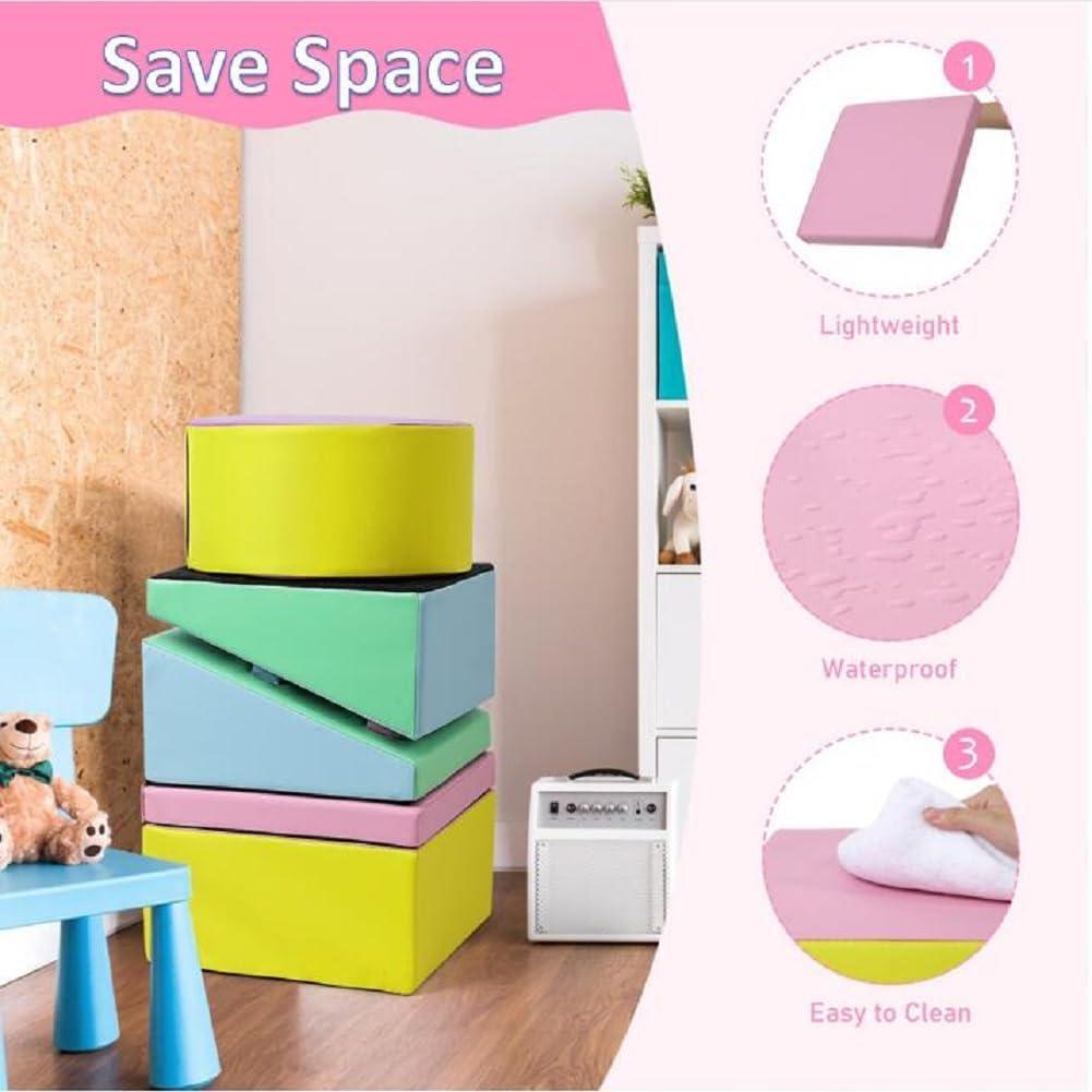 Set di 5 blocchi da arrampicata in schiuma Garvee per bambini piccoli, parco giochi al coperto, impermeabili, antiscivolo, facili da pulire