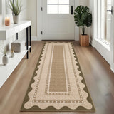 GARVEE Tappeto da Soggiorno 60 × 230 cm Effetto Lino, Lavabile e Antiscivolo, Morbido e Resistente con Motivo Astratto, Colore Neutro
