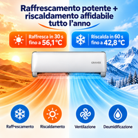 GARVEE Condizionatore Split Garvee AUX 12000 BTU con riscaldamento, classe energetica A++, refrigerante R32, Wi-Fi e kit di installazione incluso