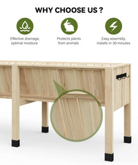 Letto da giardino rialzato Garvee 6x2x2,5 piedi in legno di cedro con ganci per verdure ed erbe aromatiche da esterno 13,7 pollici di profondità stabile ed ergonomico