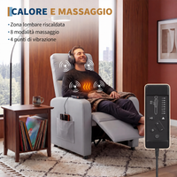 Garvee Massagesessel Elettrico con 8 Modi Massaggio, Funzione Riscaldante, USB, Grigio, Relax per Soggiorno, Compatto