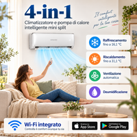 GARVEE Condizionatore Split Garvee AUX 12000 BTU con riscaldamento, classe energetica A++, refrigerante R32, Wi-Fi e kit di installazione incluso