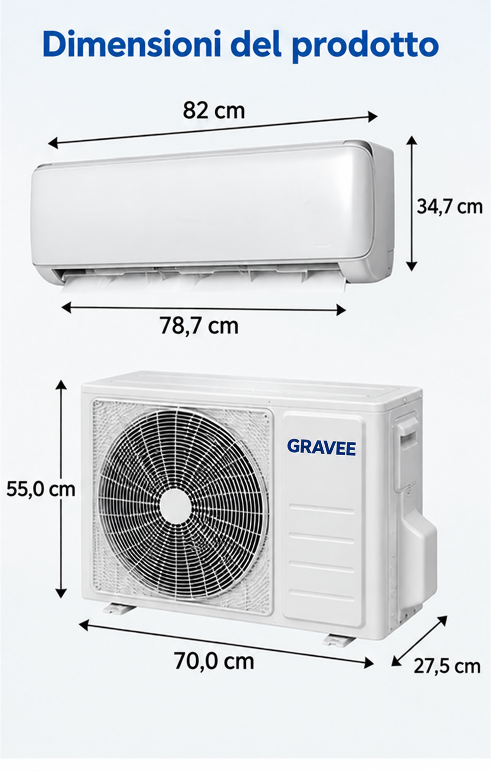 GARVEE Condizionatore Split Garvee AUX 12000 BTU con riscaldamento, classe energetica A++, refrigerante R32, Wi-Fi e kit di installazione incluso