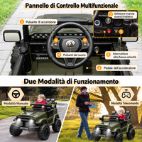 Garvee 12V Auto elettrica per bambini verde militare con LED e Bluetooth per parco giochi, giardino e guida su strada