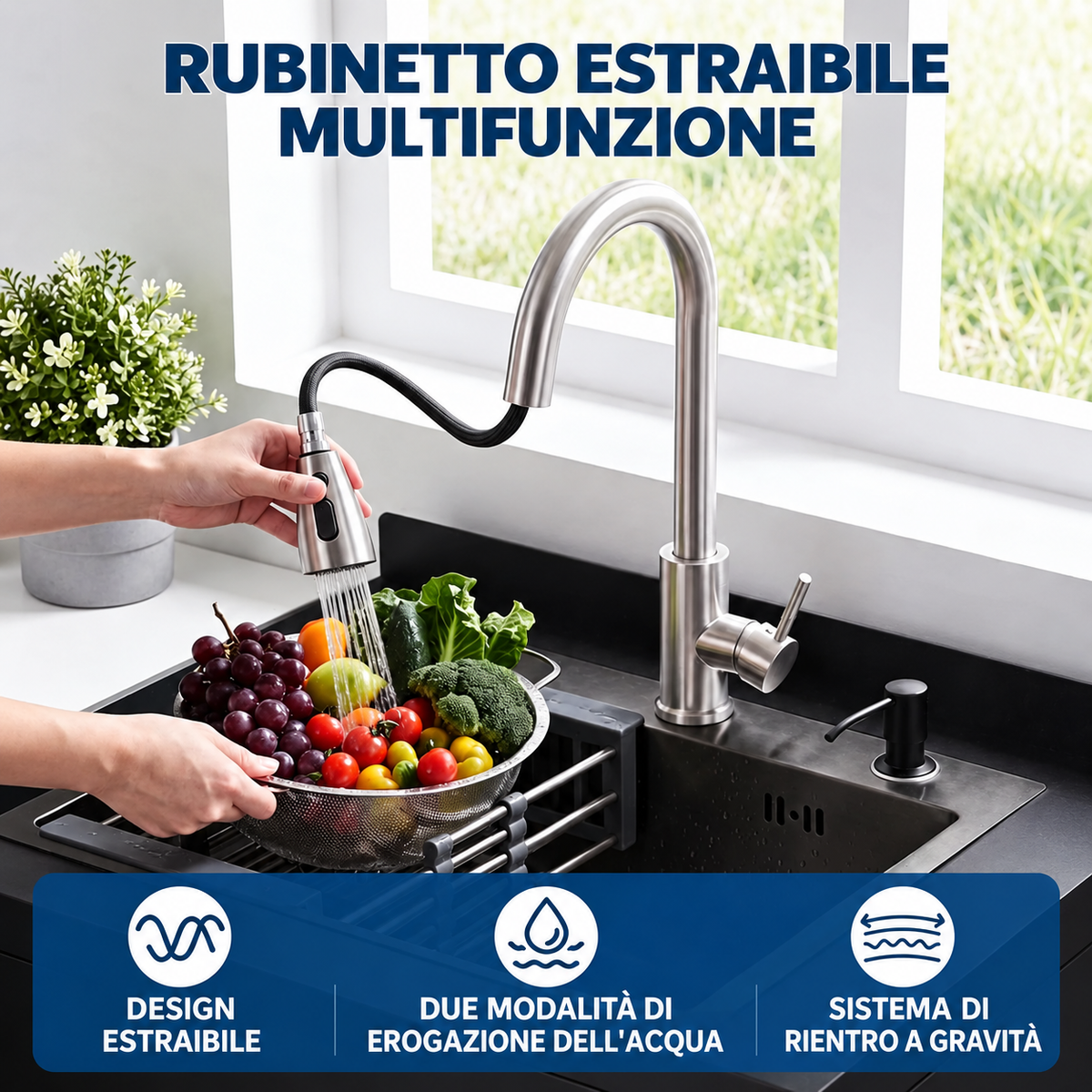 Garvee Lavello in acciaio inox Garvee 65x53x100 cm – Lavello singolo freestanding per cucina, lavanderia ed esterni – Struttura e vasca nere