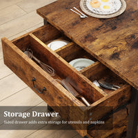 Set da pranzo Garvee per 4 persone con spazio di archiviazione e portabottiglie, panche imbottite, struttura in MDF e acciaio, marrone retrò, salvaspazio, cucine piccole