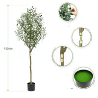 Albero di ulivo artificiale Garvee da 1,5 m con tronco malleabile, foglie realistiche, vaso di plastica per ufficio e soggiorno, facile da pulire, verde