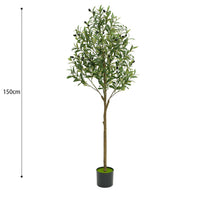 Albero di ulivo artificiale Garvee da 1,5 m con tronco malleabile, foglie realistiche, vaso di plastica per ufficio e soggiorno, facile da pulire, verde