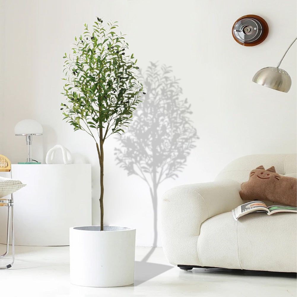Albero di ulivo artificiale Garvee da 6 piedi con tronco in legno per ufficio e soggiorno, regolabile, facile da pulire, design realistico, verde