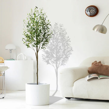 Albero di ulivo artificiale Garvee da 6 piedi con tronco in legno per ufficio e soggiorno, regolabile, facile da pulire, design realistico, verde