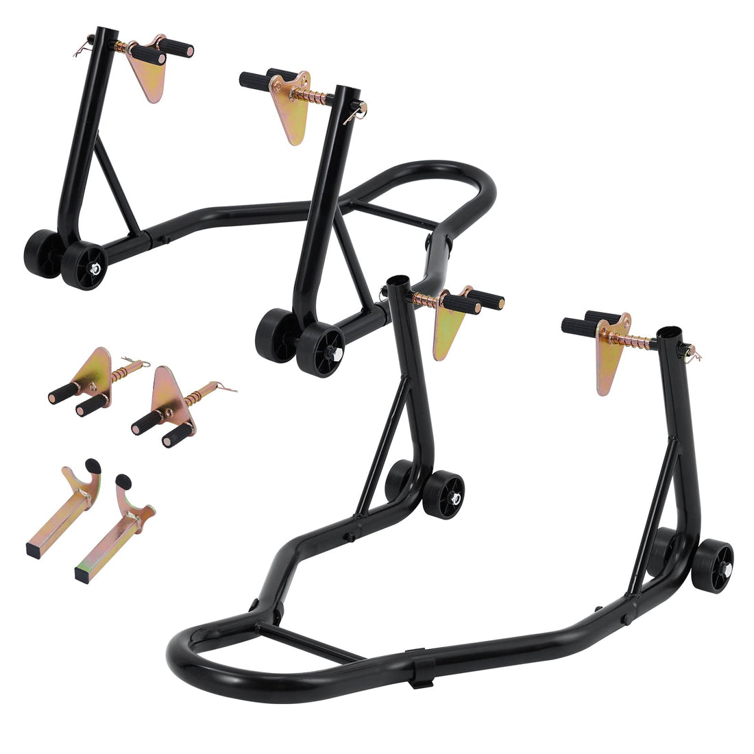 Cavalletto per moto Garvee, capacità di 850 libbre, cavalletto combinato anteriore/posteriore, struttura robusta in acciaio, forcelle regolabili per officina e garage