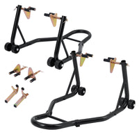 Cavalletto per moto Garvee, capacità di 850 libbre, cavalletto combinato anteriore/posteriore, struttura robusta in acciaio, forcelle regolabili per officina e garage