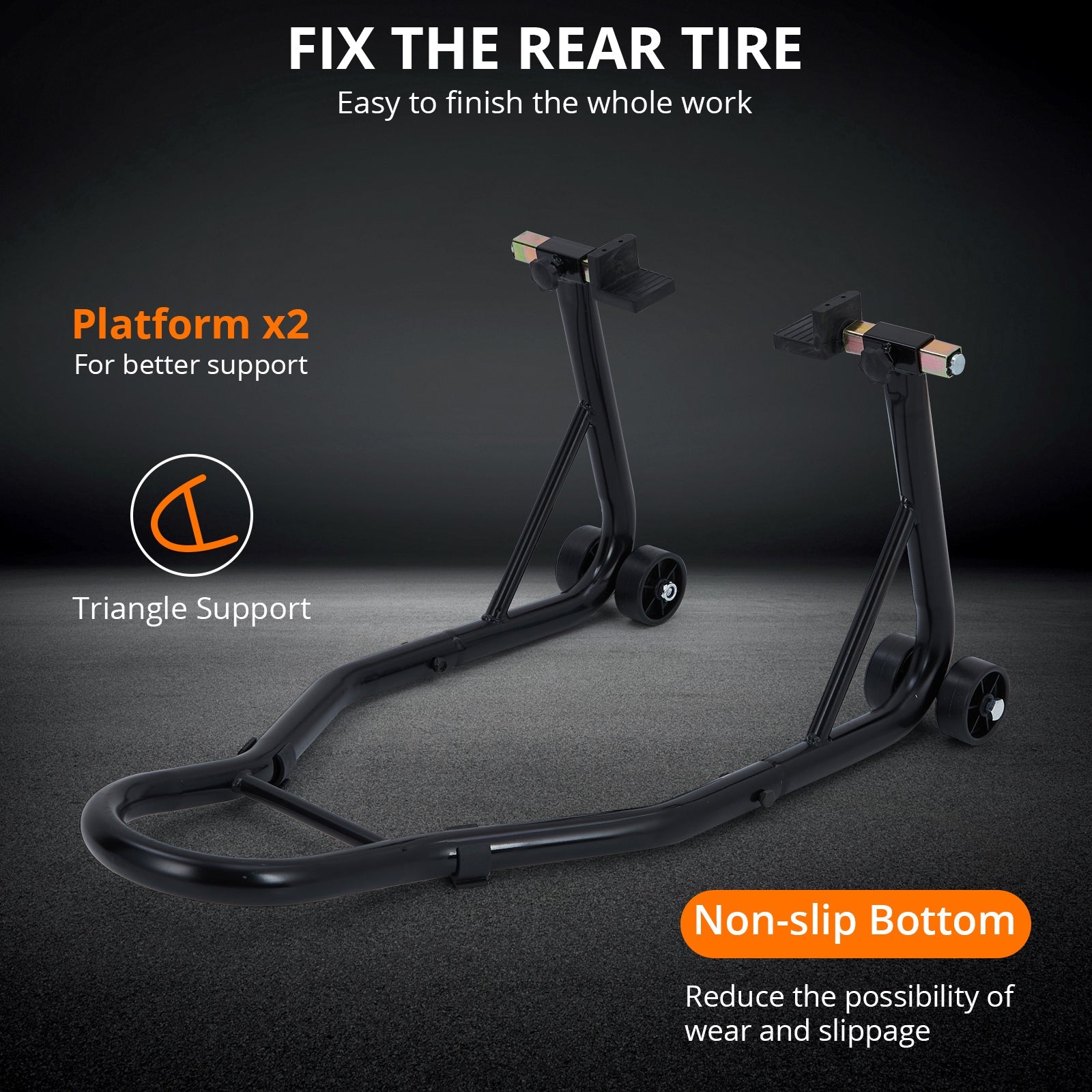 Cavalletto per moto Garvee, capacità di 850 libbre, cavalletto combinato anteriore/posteriore, struttura robusta in acciaio, forcelle regolabili per officina e garage