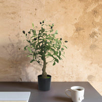 Garvee Albero di ulivo artificiale 2 pezzi con tronchi in legno naturale per uso interno ed esterno 60 cm verde