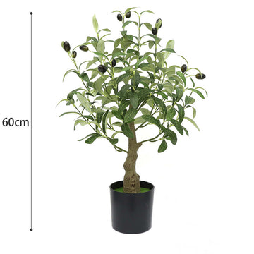 Garvee Set di 2 alberi di ulivo artificiali da 4 piedi con tronco in legno naturale e rami regolabili per soggiorno e ufficio, 60 pollici, verde