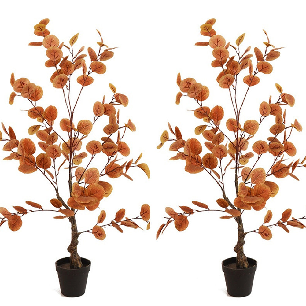 Garvee, set da 2 pezzi di eucalipto artificiale da 91 cm, aspetto autunnale realistico, facile da pulire, vaso di plastica, decorazione flessibile per soggiorno e ufficio, verde