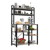 Supporto per microonde Garvee Bakers Rack con prese, 6 ripiani, metallo, robusto, per cucina e sala da pranzo, 35,49" L x 15,79" P, nero