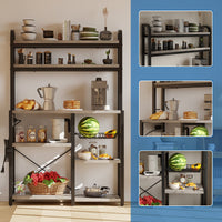 Supporto per microonde Garvee Bakers Rack con prese, 6 ripiani, metallo, robusto, per cucina e sala da pranzo, 35,49" L x 15,79" P, nero
