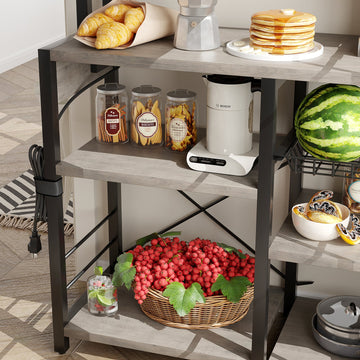 Supporto per microonde Garvee Bakers Rack con prese, 6 ripiani, metallo, robusto, per cucina e sala da pranzo, 35,49" L x 15,79" P, nero
