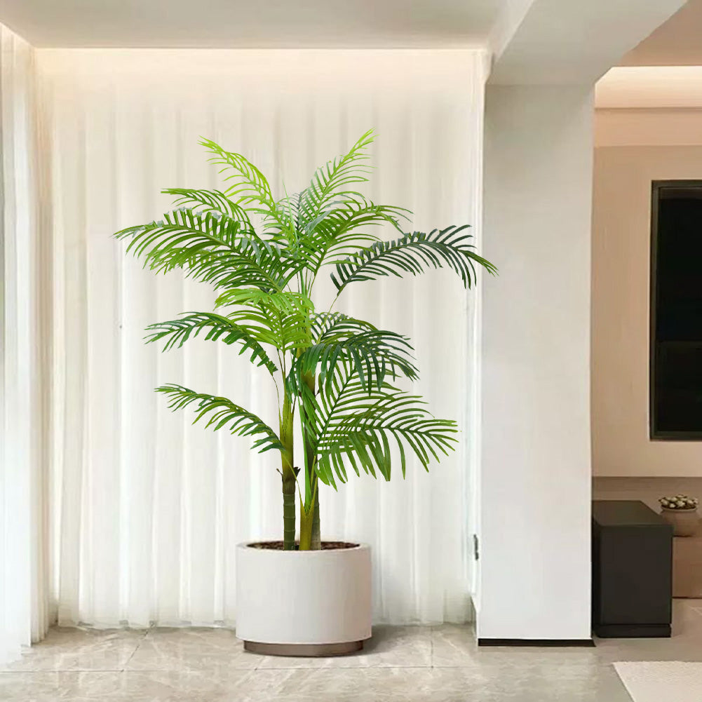 Garvee Palma artificialee 5 piedi tropicale realistica stabile in vaso di cemento per interni ed esterni soggiorno ufficio arredamento verde