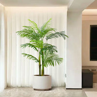 Garvee Palma artificialee 5 piedi tropicale realistica stabile in vaso di cemento per interni ed esterni soggiorno ufficio arredamento verde