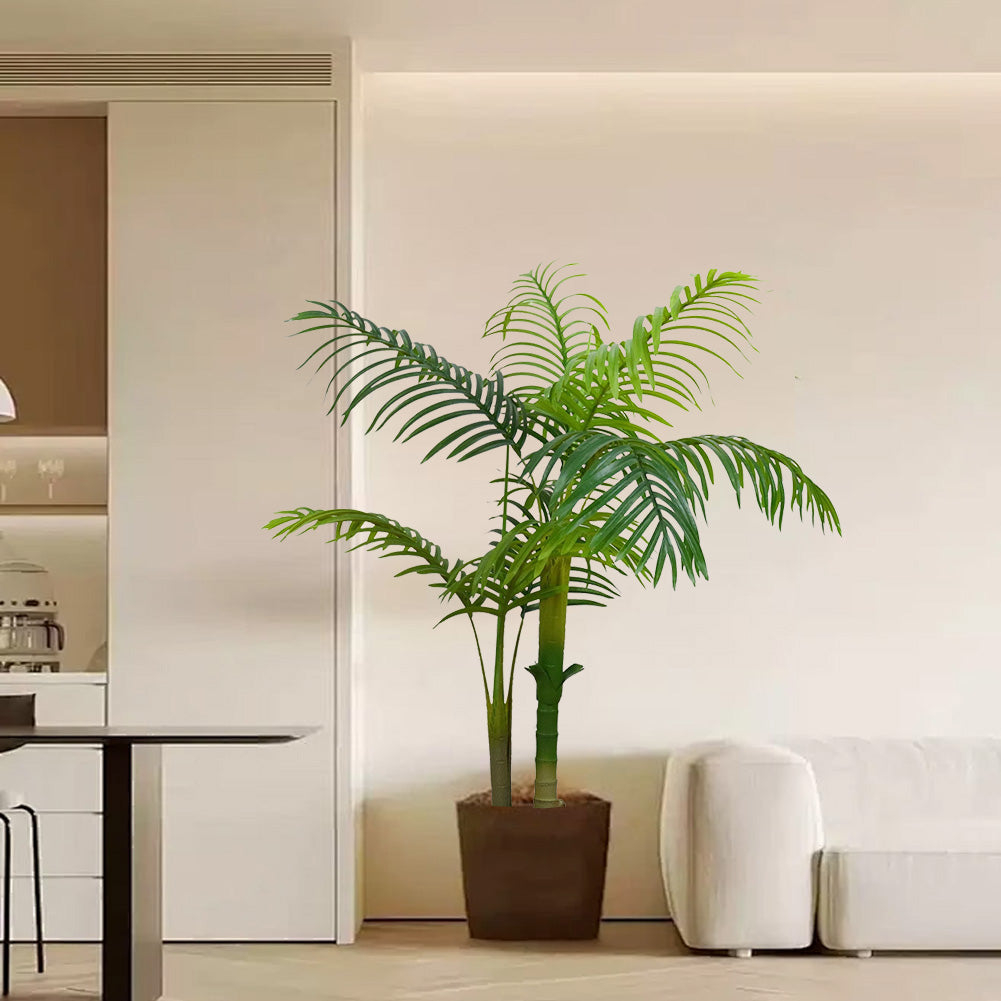 Garvee Palma artificialee 5 piedi tropicale realistica stabile in vaso di cemento per interni ed esterni soggiorno ufficio arredamento verde
