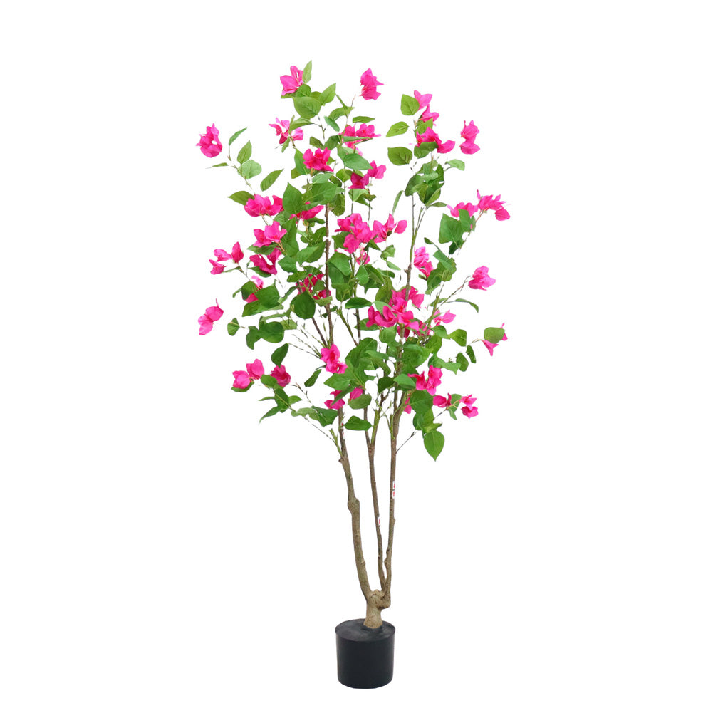 Albero di bouganville artificiale Garvee da 150 cm, facile da pulire, in plastica e seta, robusto vaso di cemento, decorazione per interni ed esterni, verde