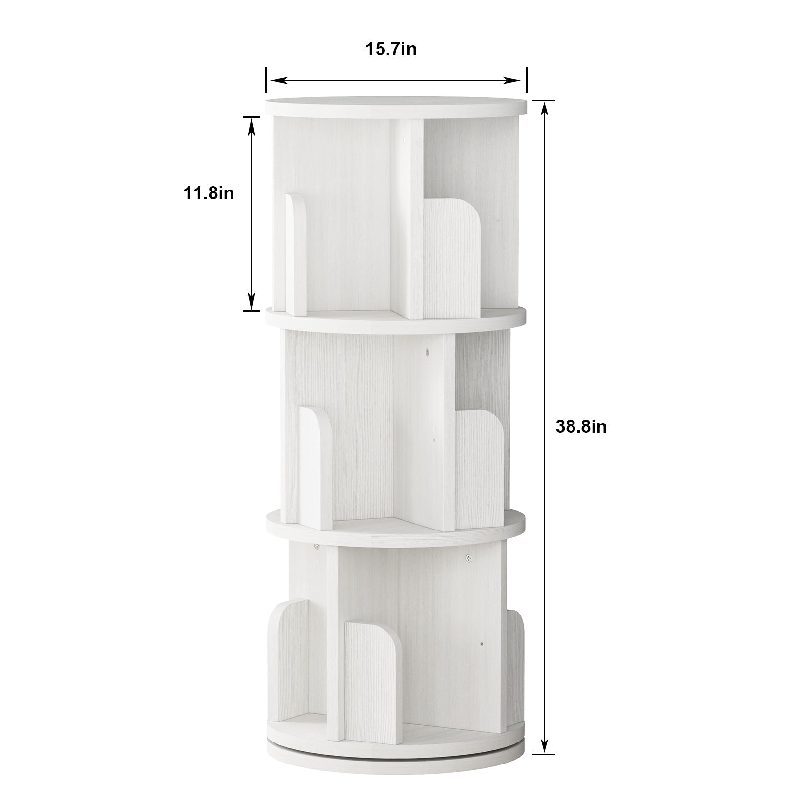 Libreria girevole in legno a 3 ripiani Garvee per soggiorno e cameretta dei bambini, girevole a 360°, stabile, salvaspazio, versatile