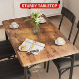Set da pranzo Garvee per 4 persone, tavolo da cucina rustico con sedie imbottite, MDF e acciaio, salvaspazio, impermeabile, facile da montare, ideale per piccoli spazi - Marrone rustico