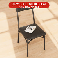 Set da pranzo Garvee per 4 persone, tavolo da cucina rustico con sedie imbottite, MDF e acciaio, salvaspazio, impermeabile, facile da montare, ideale per piccoli spazi