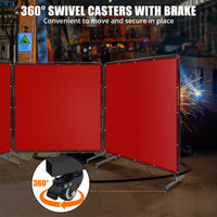 Schermo Saldatura Vinile Garvee 3 Pannelli 8x6 Piedi PVC Trasparente con Telaio e Ruote - Ideale per Officine e Cantieri Festa del Papà