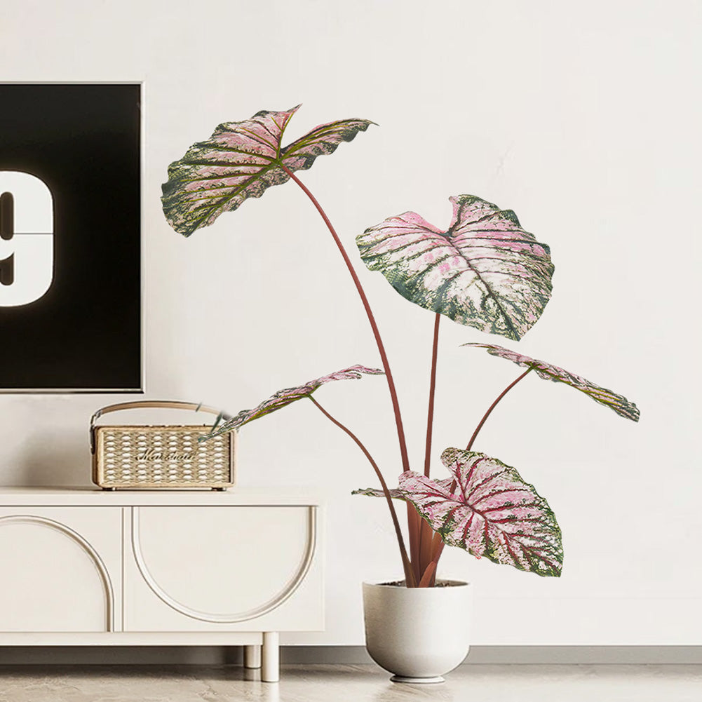 Pianta artificiale di Caladium Garvee da 110 cm, facile da curare e verde tutto l'anno, per ufficio e soggiorno, leggera e sicura, verde