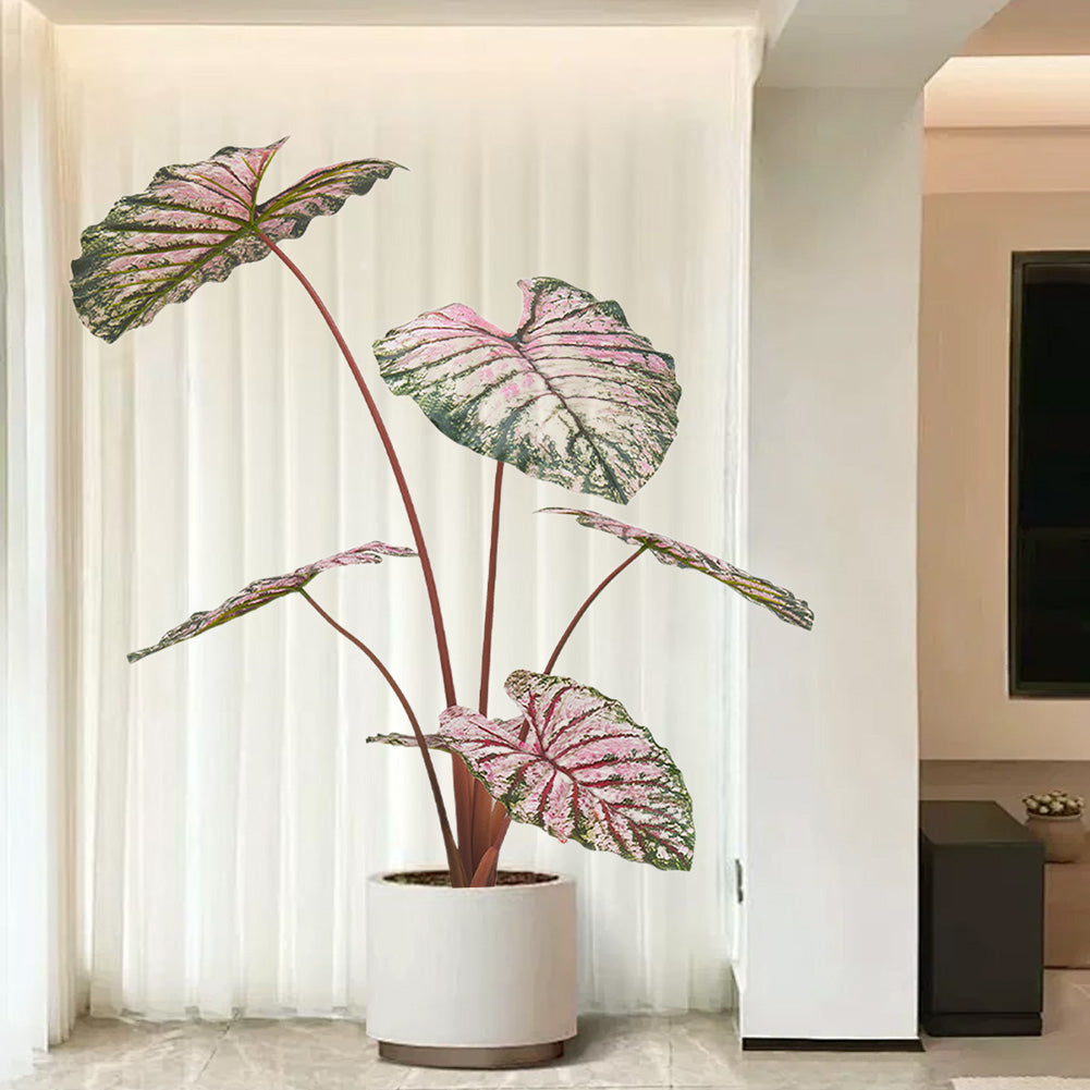 Pianta artificiale di Caladium Garvee da 110 cm, facile da curare e verde tutto l'anno, per ufficio e soggiorno, leggera e sicura, verde